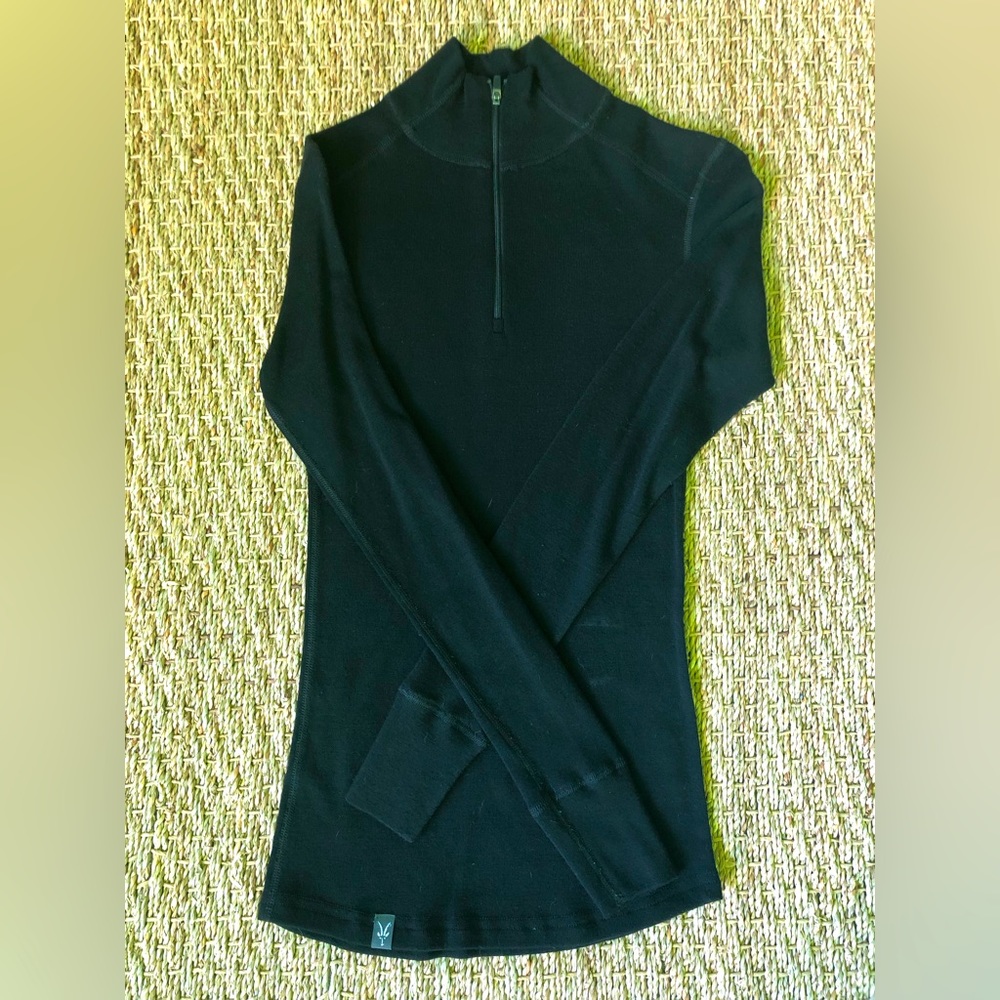 Ibex Woolies base layer top, 1/4 zip, black, 220 weight, small